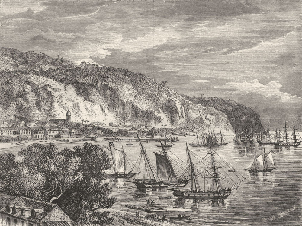 WEST INDIES. St Pierre, Martinique 1871 old antique vintage print picture